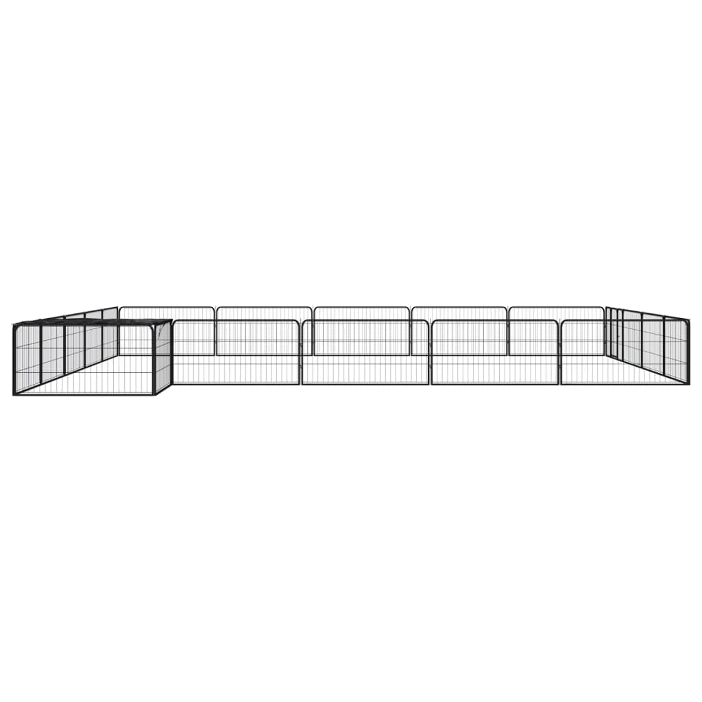 Hondenkennel 20 panelen 100x50 cm gepoedercoat staal zwart is nu te koop bij PeponiXL, paradijselijk wonen!