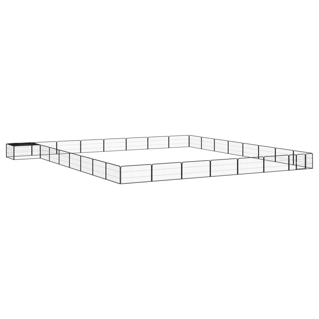 Hondenkennel 32 panelen 100x50 cm gepoedercoat staal zwart is nu te koop bij PeponiXL, paradijselijk wonen!
