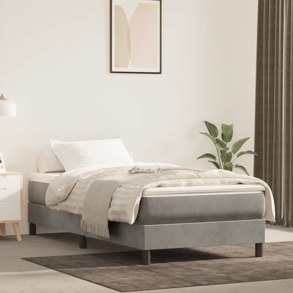Pocketveringmatras medium 80x200x20 cm fluweel lichtgrijs is nu te koop bij PeponiXL, paradijselijk wonen!