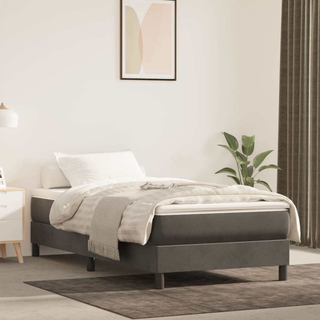 Pocketveringmatras medium 80x200x20 cm fluweel donkergrijs is nu te koop bij PeponiXL, paradijselijk wonen!