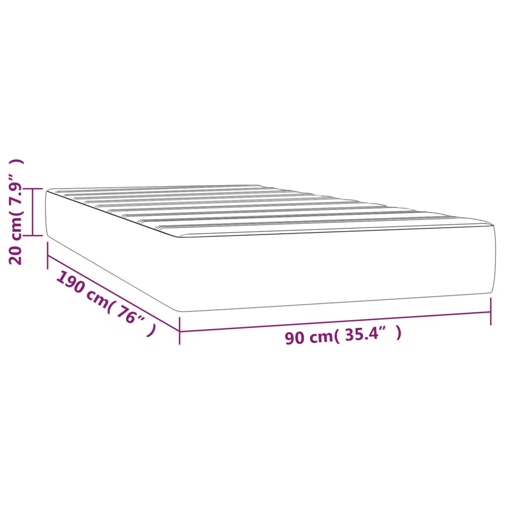Pocketveringmatras medium 90x190x20 cm fluweel donkergrijs is nu te koop bij PeponiXL, paradijselijk wonen!