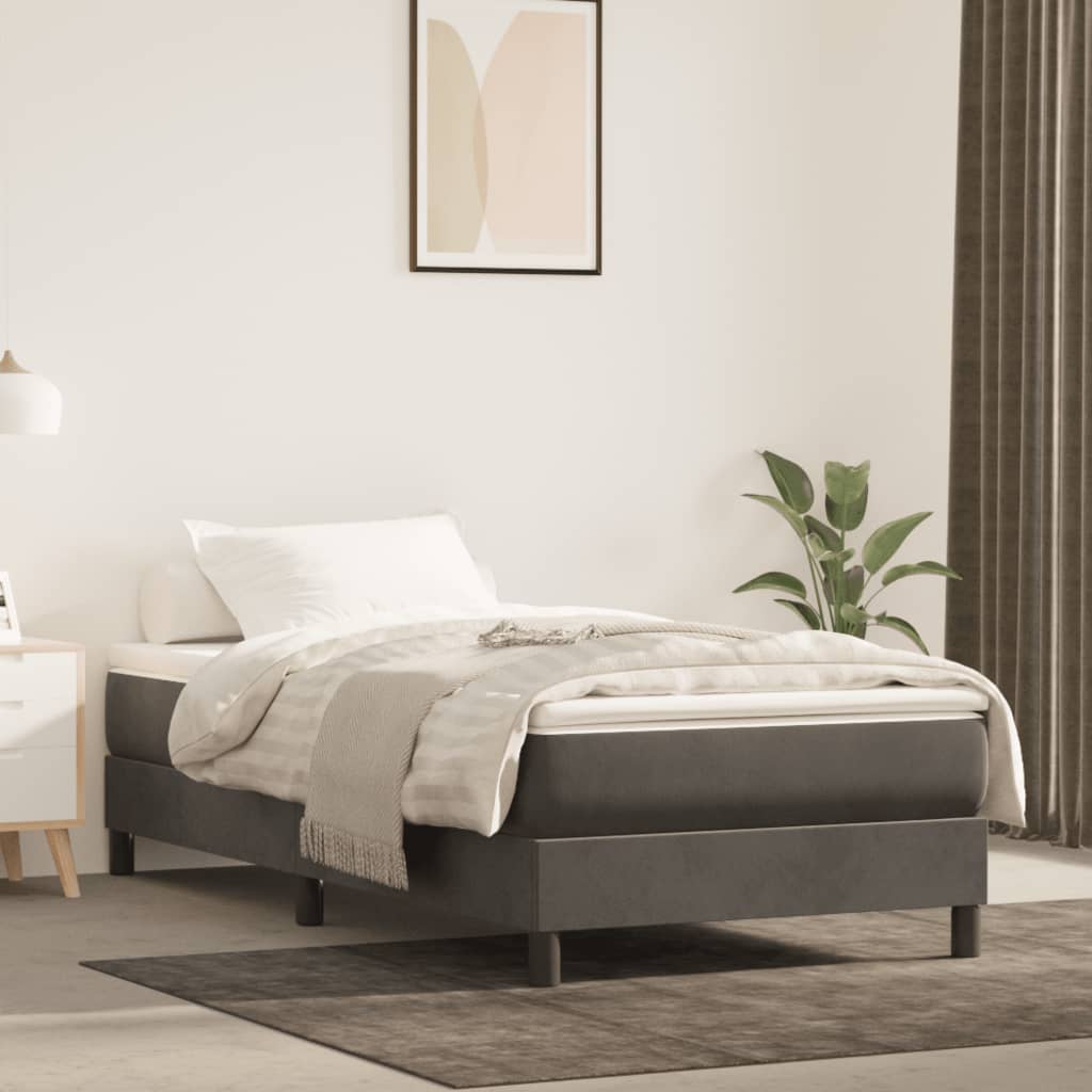 Pocketveringmatras medium 90x190x20 cm fluweel donkergrijs is nu te koop bij PeponiXL, paradijselijk wonen!