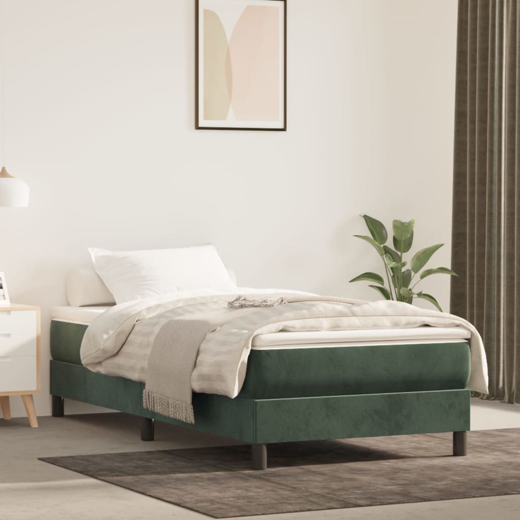 Pocketveringmatras medium 90x190x20 cm fluweel donkergroen is nu te koop bij PeponiXL, paradijselijk wonen!