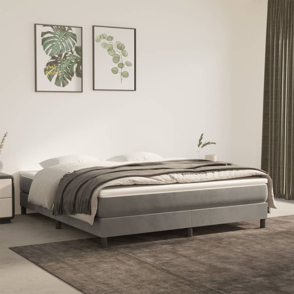 Pocketveringmatras medium 160x200x20 cm fluweel lichtgrijs is nu te koop bij PeponiXL, paradijselijk wonen!