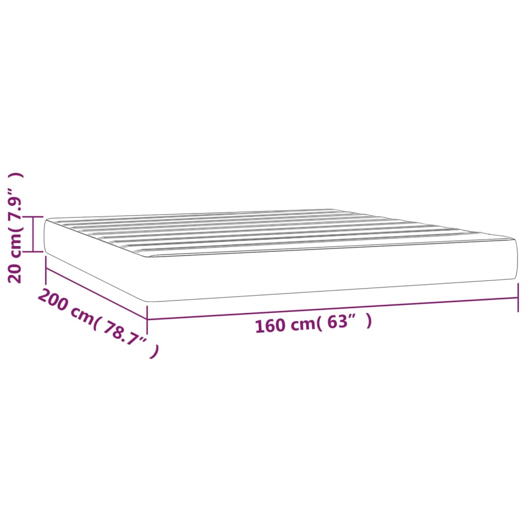 Pocketveringmatras medium 160x200x20 cm fluweel donkergrijs is nu te koop bij PeponiXL, paradijselijk wonen!