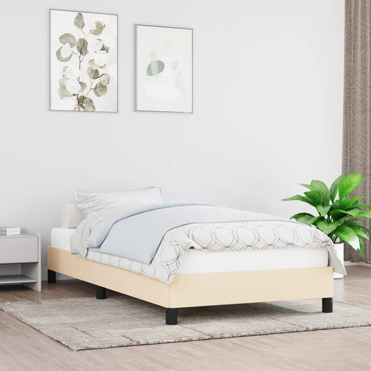 Bedframe zonder matras 90x190 cm stof crèmekleurig is nu te koop bij PeponiXL, paradijselijk wonen!