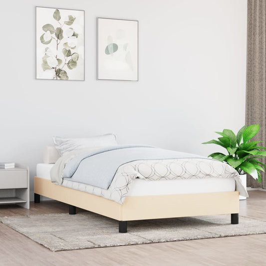 Bedframe zonder matras 100x200 cm stof crèmekleurig is nu te koop bij PeponiXL, paradijselijk wonen!