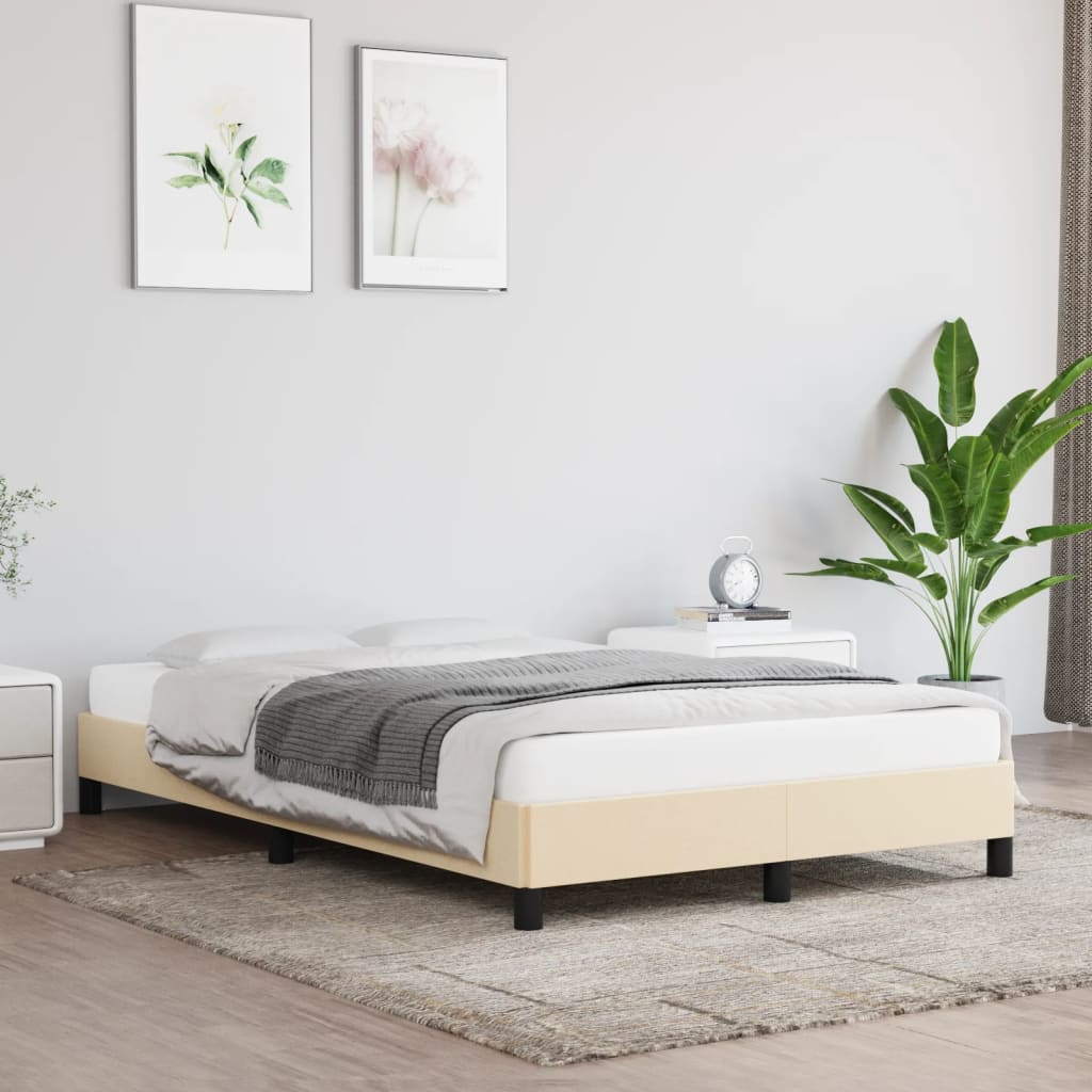 Bedframe zonder matras 120x200 cm stof crèmekleurig is nu te koop bij PeponiXL, paradijselijk wonen!