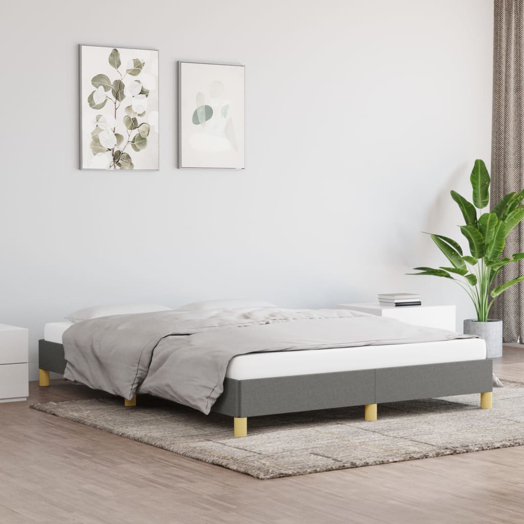 Bedframe zonder matras stof donkergrijs 140x190 cm is nu te koop bij PeponiXL, paradijselijk wonen!