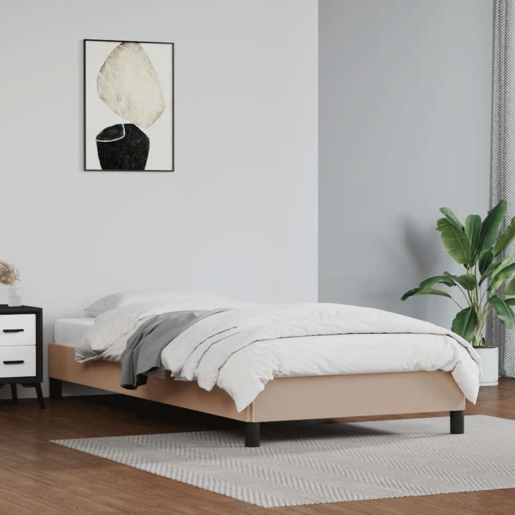 Bedframe kunstleer cappuccinokleurig 80x200 cm is nu te koop bij PeponiXL, paradijselijk wonen!