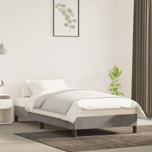 Bedframe zonder matras 80x200 cm fluweel lichtgrijs is nu te koop bij PeponiXL, paradijselijk wonen!