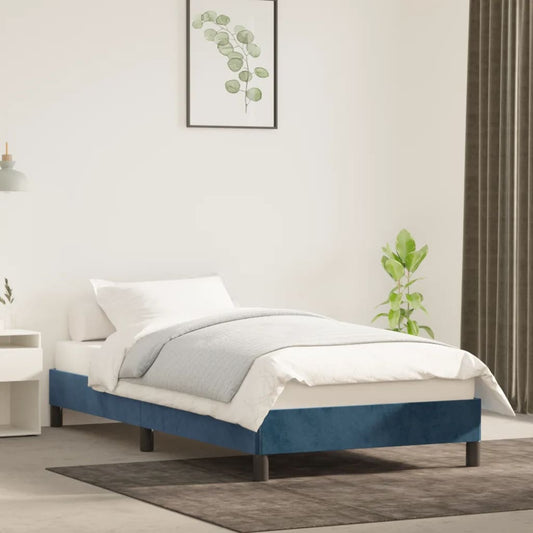 Bedframe zonder matras 80x200 cm fluweel donkerblauw is nu te koop bij PeponiXL, paradijselijk wonen!