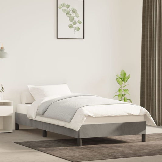 Bedframe zonder matras 90x200 cm fluweel lichtgrijs is nu te koop bij PeponiXL, paradijselijk wonen!