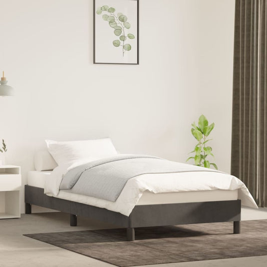 Bedframe zonder matras 90x200 cm fluweel donkergrijs is nu te koop bij PeponiXL, paradijselijk wonen!