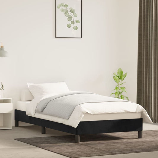 Bedframe zonder matras 100x200 cm fluweel zwart is nu te koop bij PeponiXL, paradijselijk wonen!