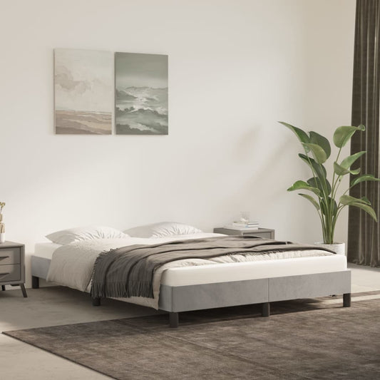 Bedframe zonder matras 140x190 cm fluweel lichtgrijs is nu te koop bij PeponiXL, paradijselijk wonen!