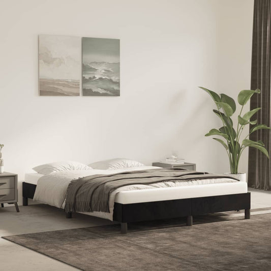 Bedframe zonder matras 140x190 cm fluweel zwart is nu te koop bij PeponiXL, paradijselijk wonen!