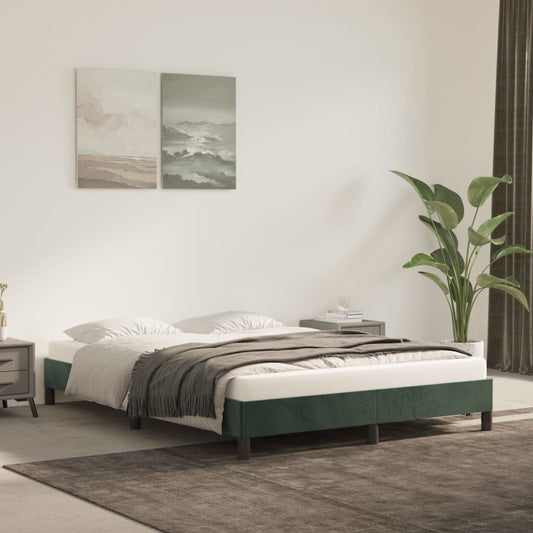 Bedframe zonder matras 140x190 cm fluweel donkergroen is nu te koop bij PeponiXL, paradijselijk wonen!