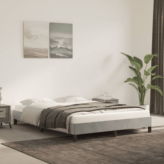 Bedframe zonder matras 140x200 cm fluweel lichtgrijs is nu te koop bij PeponiXL, paradijselijk wonen!