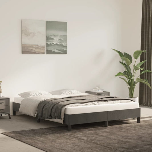 Bedframe zonder matras 140x200 cm fluweel donkergrijs is nu te koop bij PeponiXL, paradijselijk wonen!