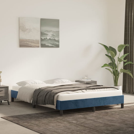 Bedframe zonder matras 140x200 cm fluweel donkerblauw is nu te koop bij PeponiXL, paradijselijk wonen!