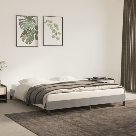 Bedframe zonder matras 160x200 cm fluweel lichtgrijs is nu te koop bij PeponiXL, paradijselijk wonen!