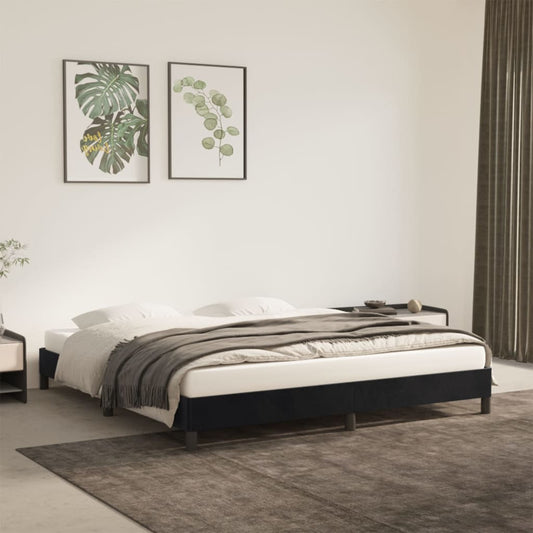 Bedframe zonder matras 160x200 cm fluweel zwart is nu te koop bij PeponiXL, paradijselijk wonen!