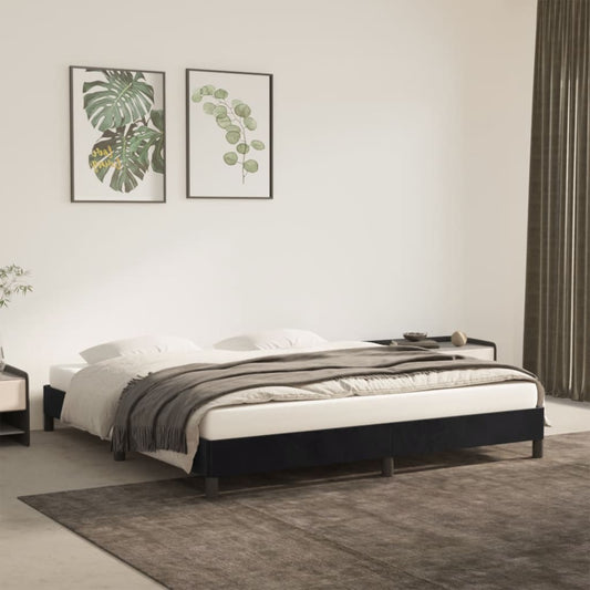 Bedframe zonder matras 180x200 cm fluweel zwart is nu te koop bij PeponiXL, paradijselijk wonen!