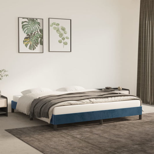 Bedframe zonder matras 180x200 cm fluweel donkerblauw is nu te koop bij PeponiXL, paradijselijk wonen!