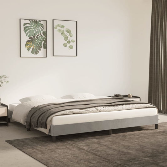 Bedframe zonder matras 200x200 cm fluweel lichtgrijs is nu te koop bij PeponiXL, paradijselijk wonen!