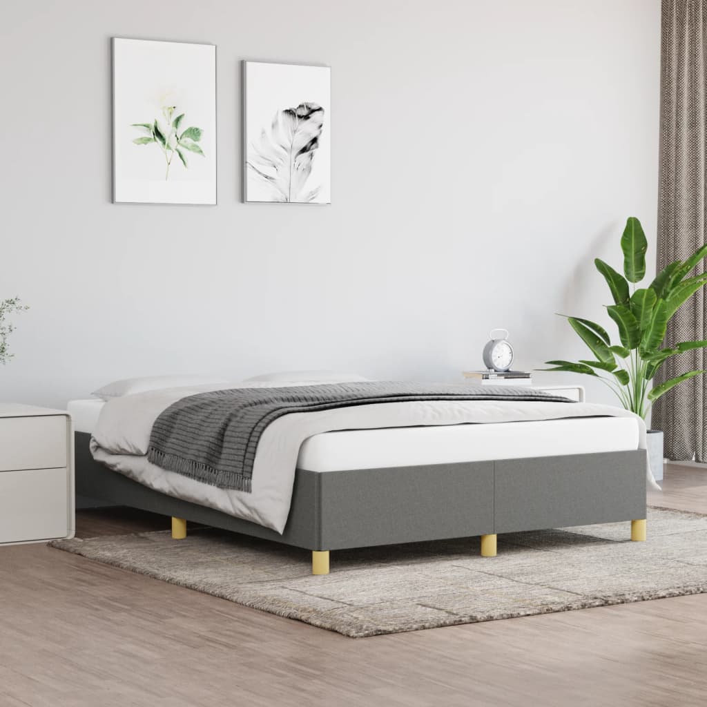 Bedframe zonder matras stof donkergrijs 140x190 cm is nu te koop bij PeponiXL, paradijselijk wonen!