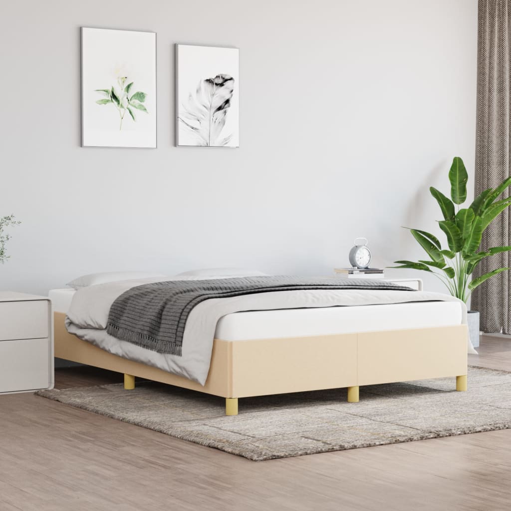 Bedframe zonder matras stof crèmekleurig 140x190 cm is nu te koop bij PeponiXL, paradijselijk wonen!