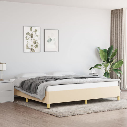 Bedframe zonder matras stof crèmekleurig 200x200 cm is nu te koop bij PeponiXL, paradijselijk wonen!