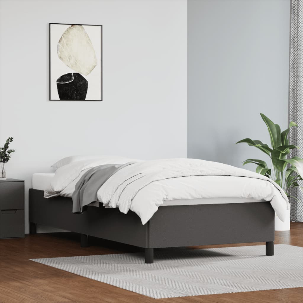 Bedframe kunstleer grijs 90x190 cm is nu te koop bij PeponiXL, paradijselijk wonen!