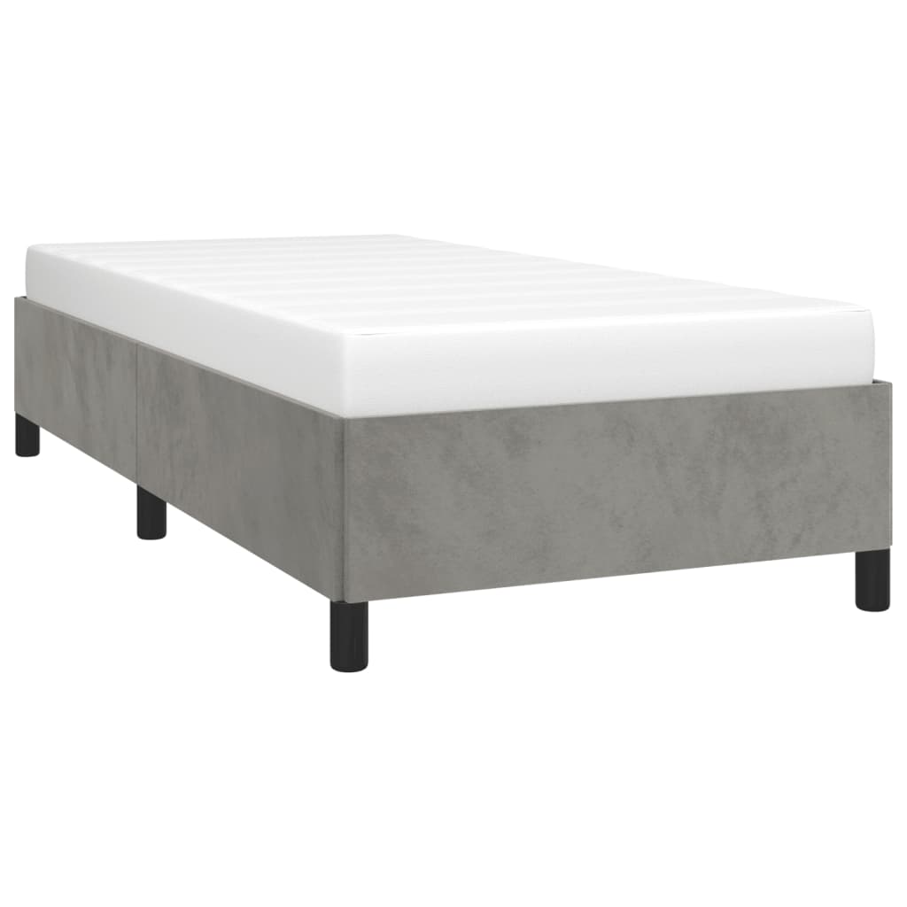 Bedframe zonder matras 90x190 cm fluweel lichtgrijs is nu te koop bij PeponiXL, paradijselijk wonen!