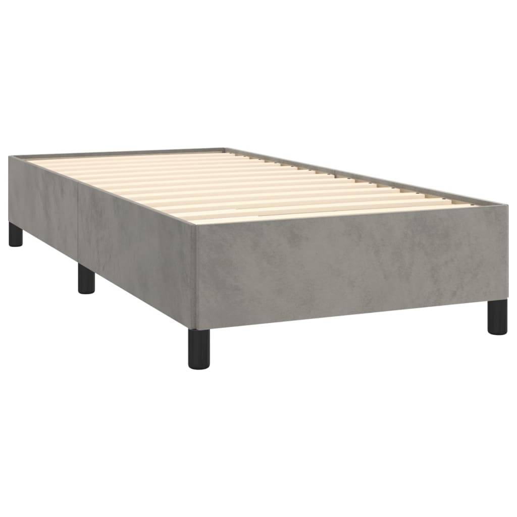 Bedframe zonder matras 90x190 cm fluweel lichtgrijs is nu te koop bij PeponiXL, paradijselijk wonen!