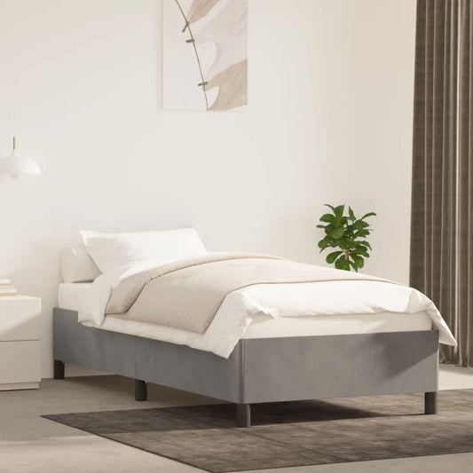 Bedframe zonder matras 90x190 cm fluweel lichtgrijs is nu te koop bij PeponiXL, paradijselijk wonen!