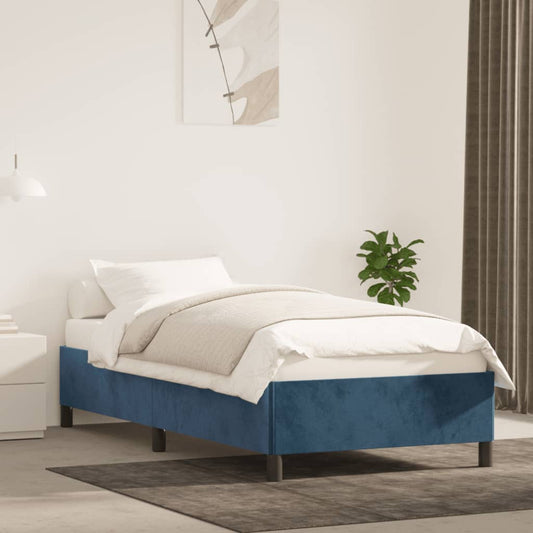 Bedframe zonder matras 90x190 cm fluweel donkerblauw is nu te koop bij PeponiXL, paradijselijk wonen!
