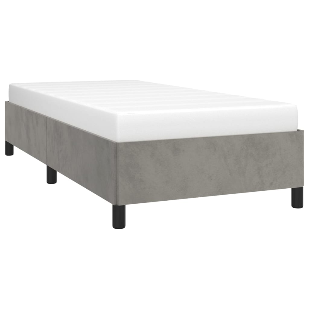 Bedframe zonder matras 100x200 cm fluweel lichtgrijs is nu te koop bij PeponiXL, paradijselijk wonen!