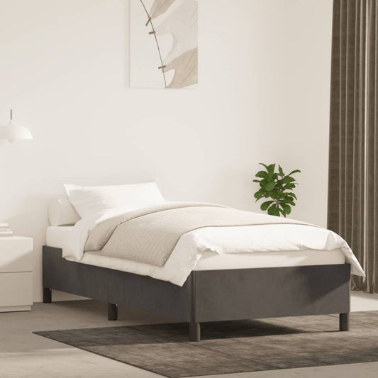 Bedframe zonder matras 100x200 cm fluweel donkergrijs is nu te koop bij PeponiXL, paradijselijk wonen!