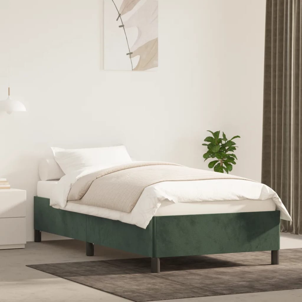 Bedframe zonder matras 100x200 cm fluweel donkergroen is nu te koop bij PeponiXL, paradijselijk wonen!