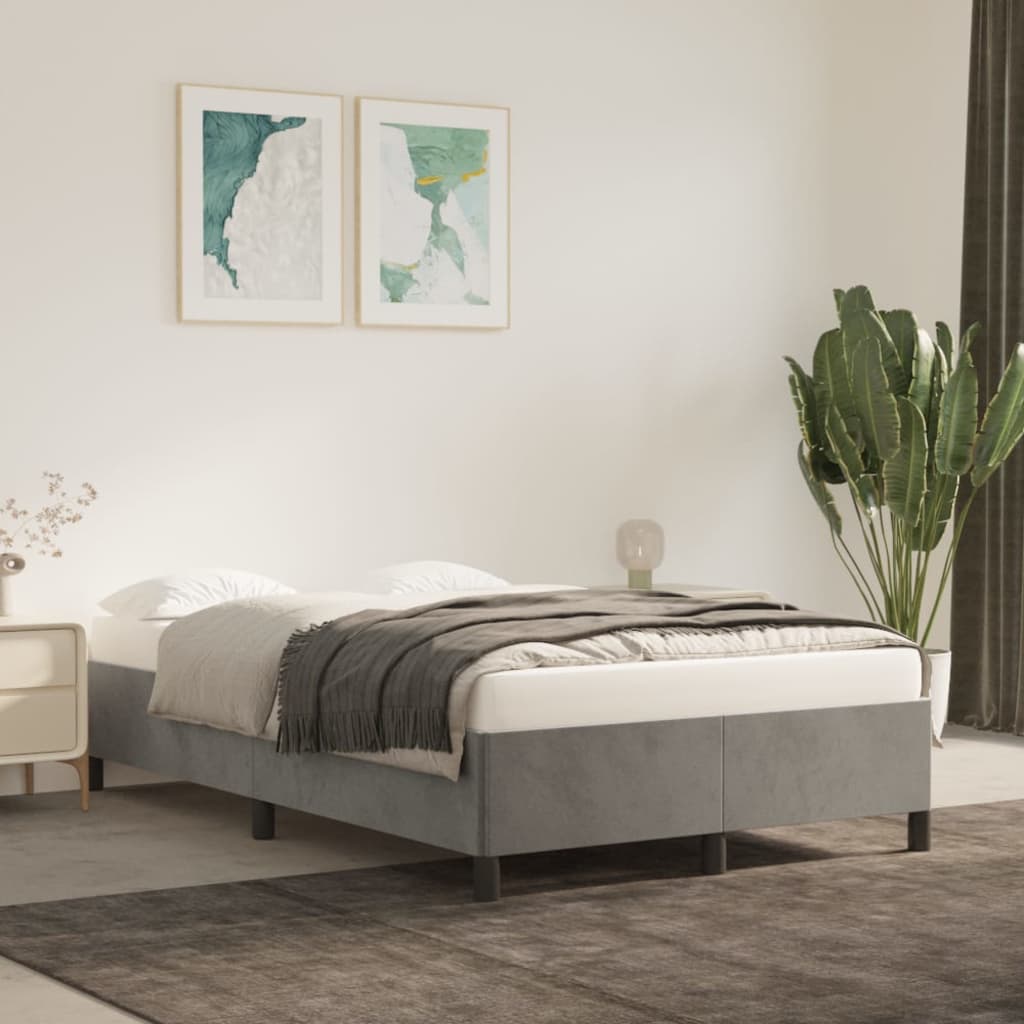 Bedframe zonder matras 120x200 cm fluweel lichtgrijs is nu te koop bij PeponiXL, paradijselijk wonen!