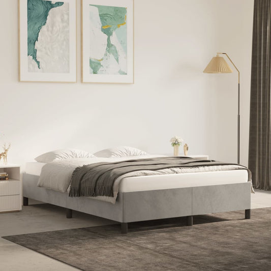 Bedframe zonder matras 140x190 cm fluweel lichtgrijs is nu te koop bij PeponiXL, paradijselijk wonen!
