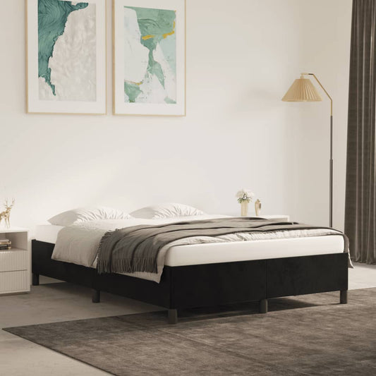 Bedframe zonder matras 140x190 cm fluweel zwart is nu te koop bij PeponiXL, paradijselijk wonen!