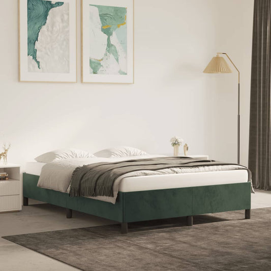 Bedframe zonder matras 140x190 cm fluweel donkergroen is nu te koop bij PeponiXL, paradijselijk wonen!