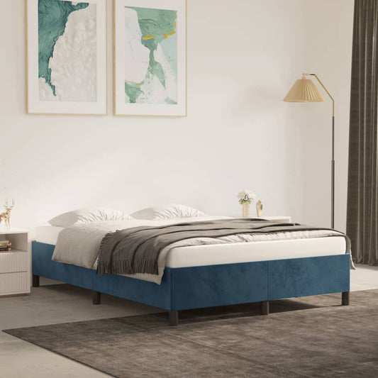 Bedframe zonder matras 140x190 cm fluweel donkerblauw is nu te koop bij PeponiXL, paradijselijk wonen!