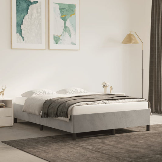 Bedframe zonder matras 140x200 cm fluweel lichtgrijs is nu te koop bij PeponiXL, paradijselijk wonen!