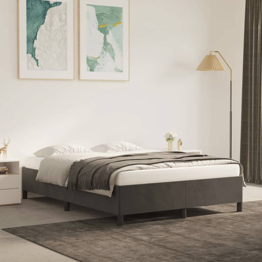 Bedframe zonder matras 140x200 cm fluweel donkergrijs is nu te koop bij PeponiXL, paradijselijk wonen!