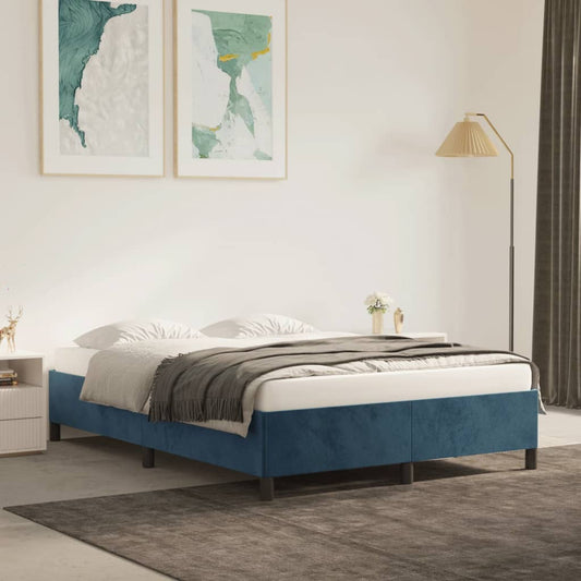 Bedframe zonder matras 140x200 cm fluweel donkerblauw is nu te koop bij PeponiXL, paradijselijk wonen!