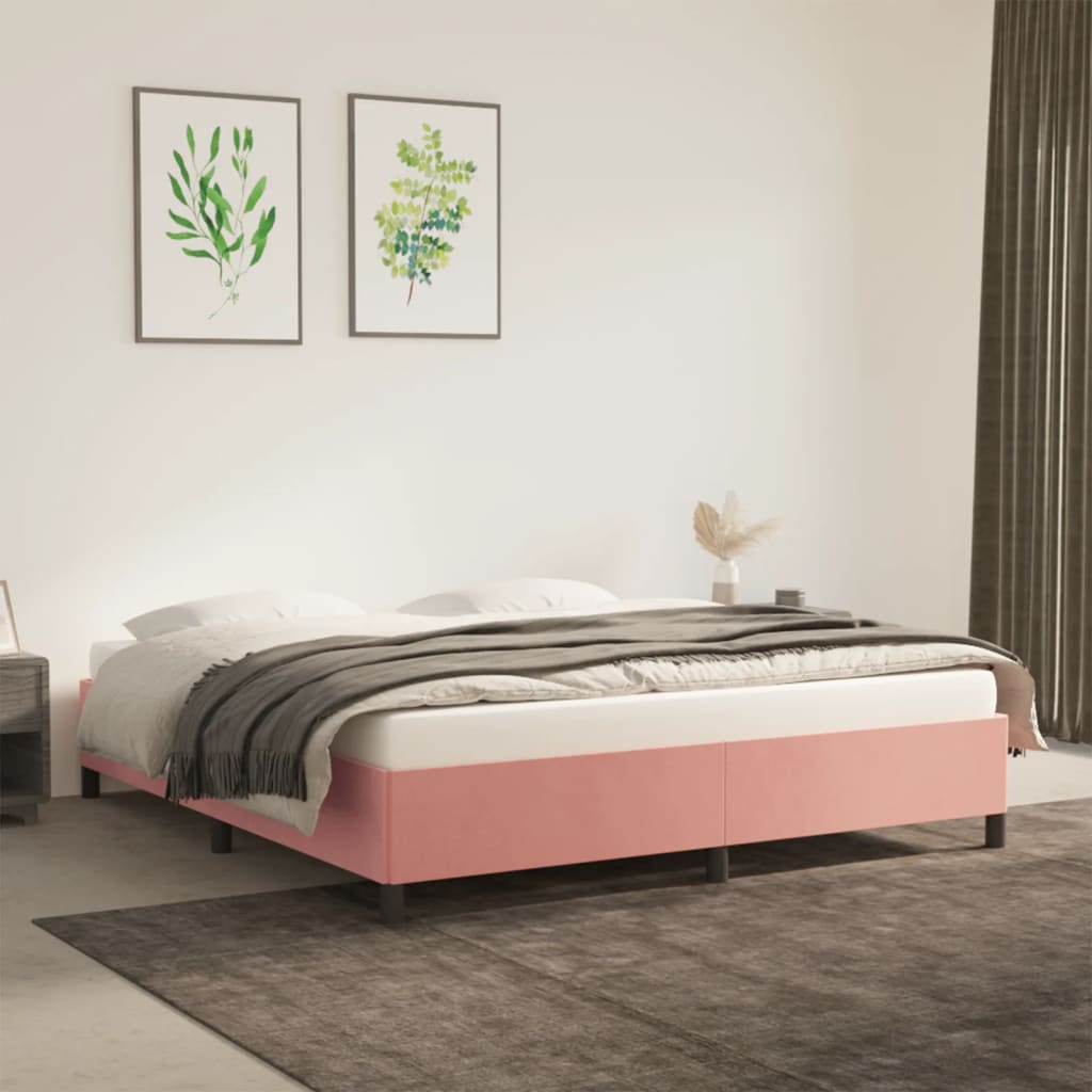 Bedframe fluweel roze 160x200 cm is nu te koop bij PeponiXL, paradijselijk wonen!